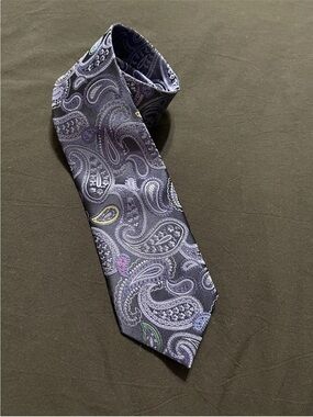 Haines & Bonner of London Handmade Silk Blue Green Paisley Tie